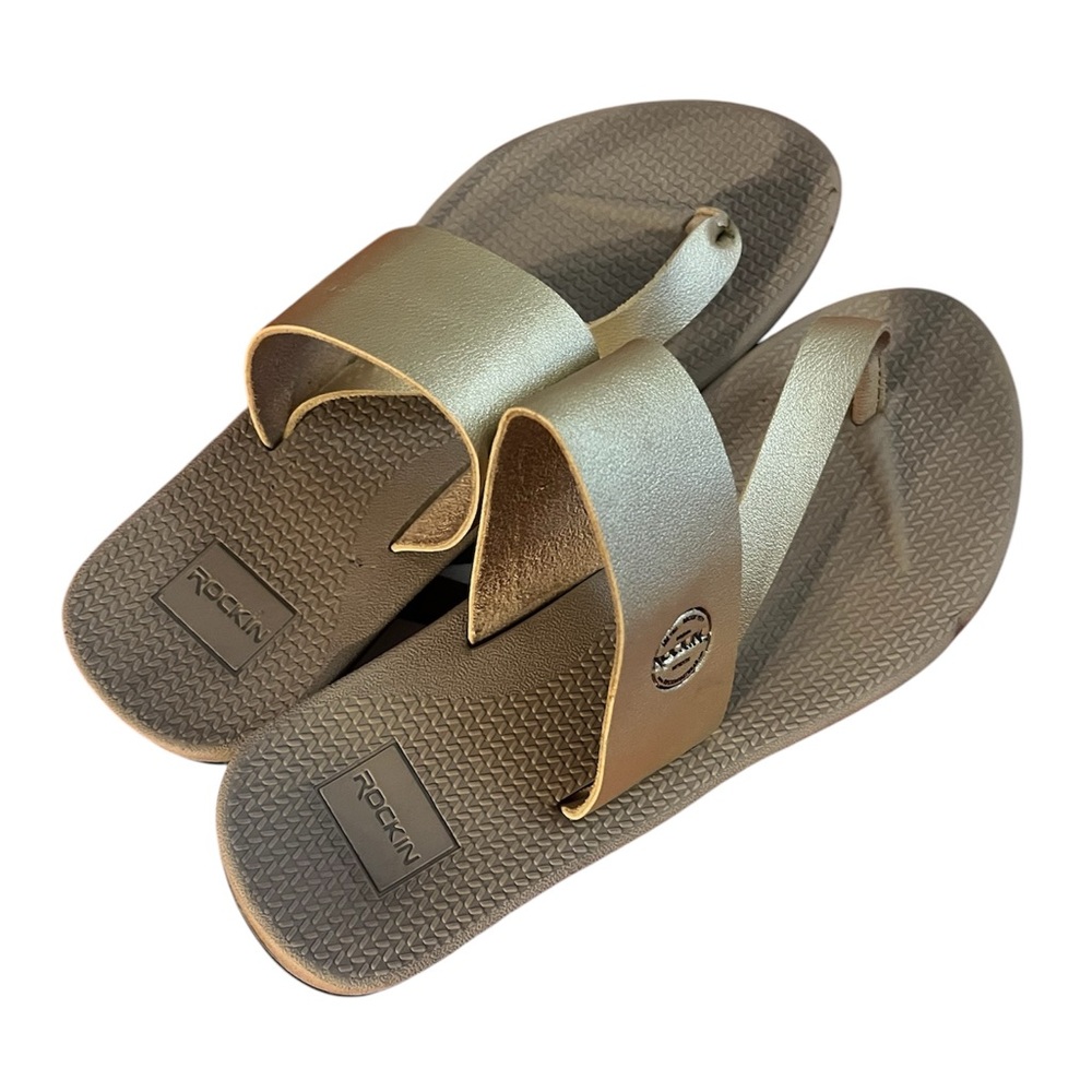 Rockin' Gold and Tan Slide Sandals